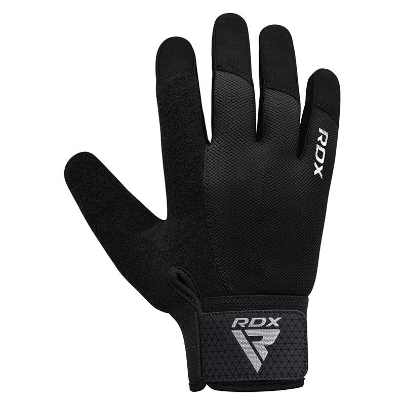 GYM WEIGHT LIFTING GLOVES W1 FULL BLACK PLUS-S