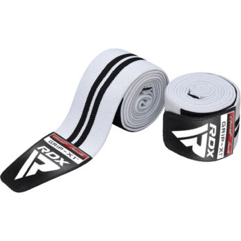 GYM KNEE WRAPS WHITE/BLACK PLUS