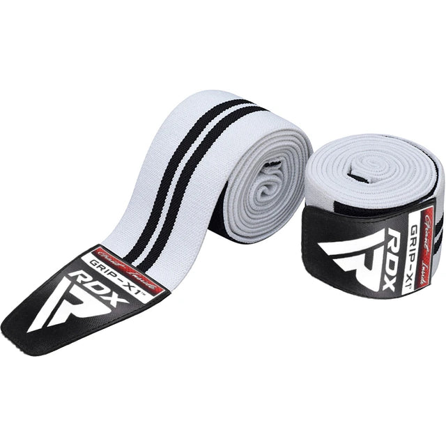 GYM KNEE WRAPS WHITE/BLACK PLUS